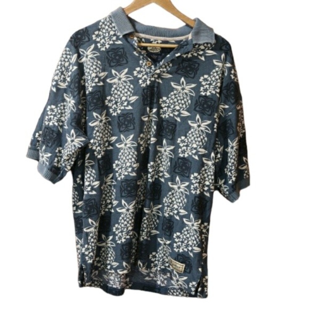 Tommy Bahama Blue Pineapple Polo Shirt Large - Tropical Resort Golf Tee